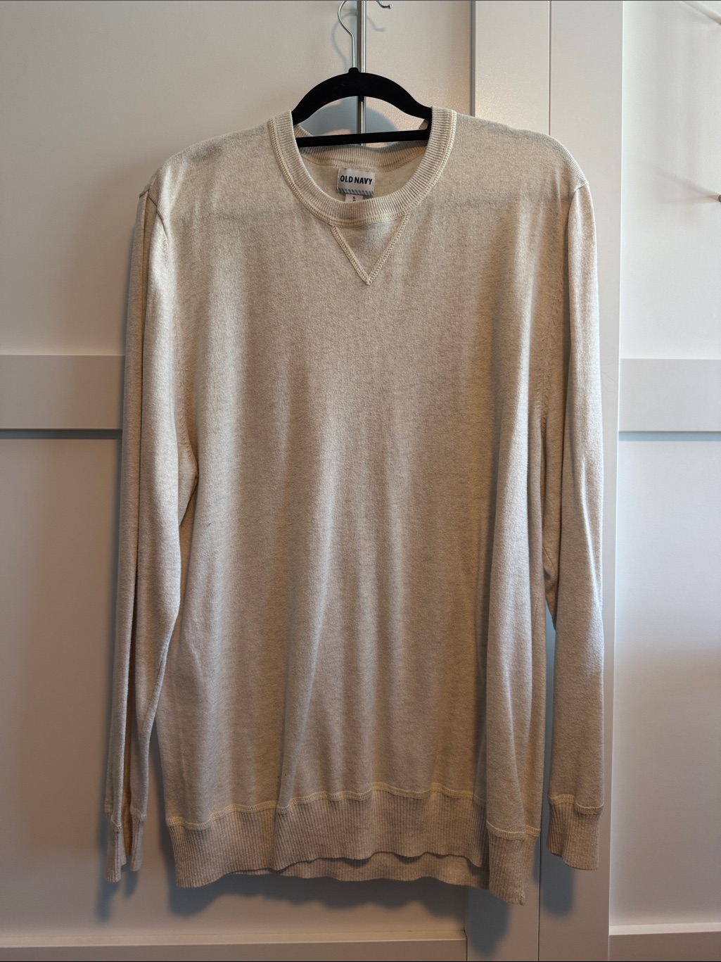 Old Navy Men's Light Cream Crewneck Pullover Sweater